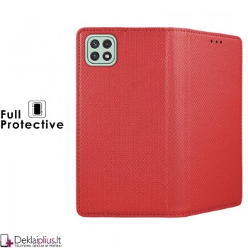 Telone atverčiamas dėklas - raudonas (telefonui Samsung A22 5G)